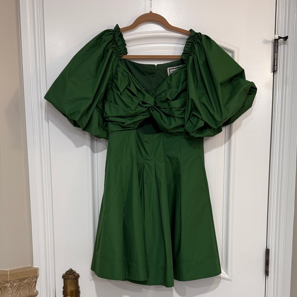 Fun and Elegant Green Off-Shoulder Dress